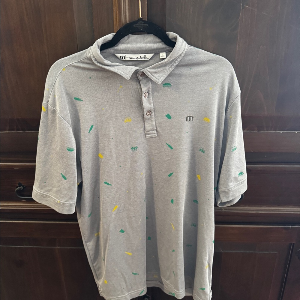 Travis Mathew Gray and Yellow Polo Shirt Casual Style